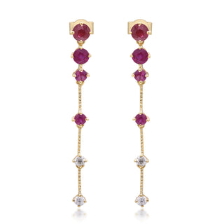 Emily 14K Yellow Gold Round-Cut Mozambique Ruby Earring
