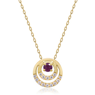 Milky way 14K Yellow Gold Round-Cut Mozambique Ruby Pendant